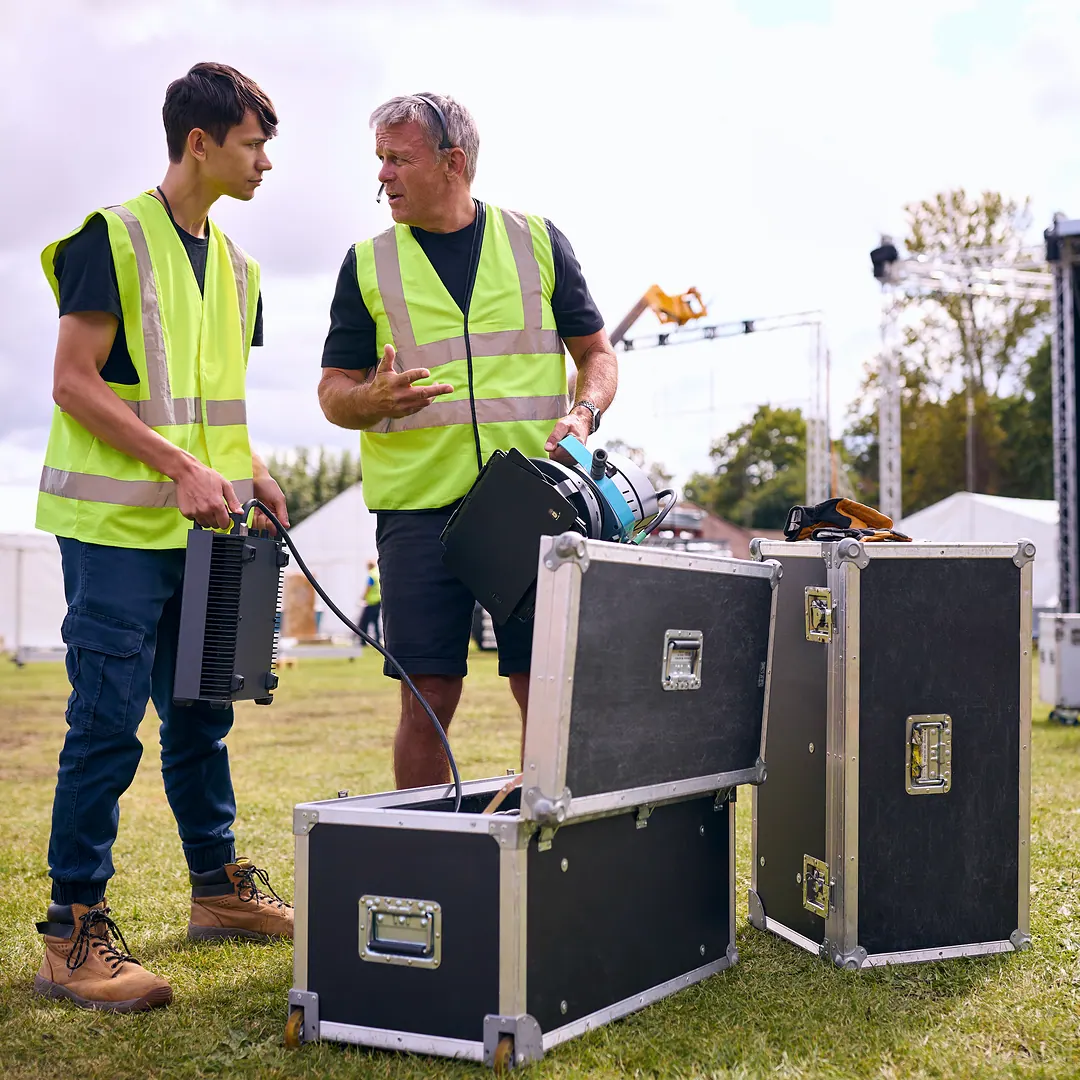 Event production crew at work